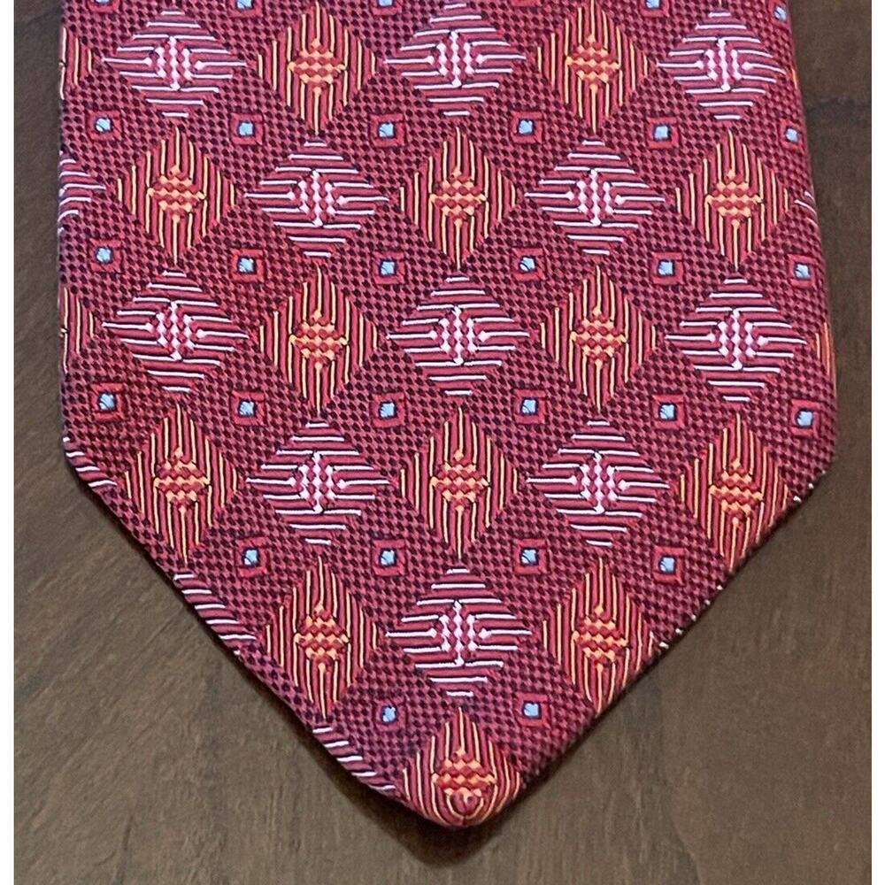 Vintage Southwick Red Orange 100% Silk Woven In England Made In USA
